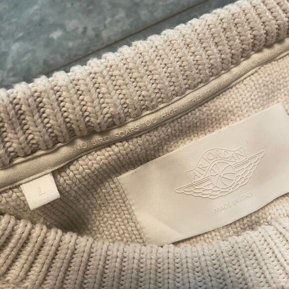 Air Jordan Wings Collection Cable Knit Sweater Mens Large Made In Italy Cream - Picture 6 of 13